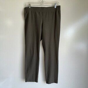 Eileen FisherWashable Crepe Pull-On Crop Ankle Pants Olive Size Small